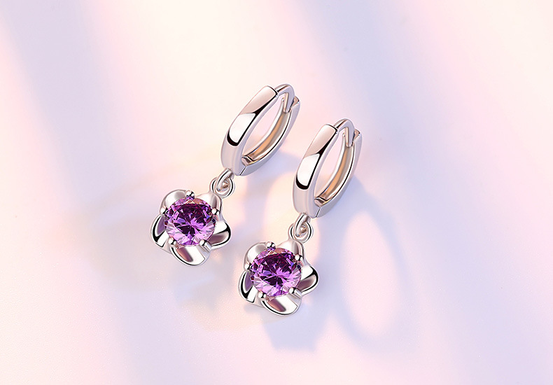 Wholesale Rose Flower Cubic Zirconia 925 Sterling Silver Female Stud Earrings Original Jewelry For Women Drop Shipping Gift Wholesale Rose Flower Cubic Zirconia 925 Sterling Silver Female Stud Earrings Original Jewelry For Women Drop Shipping Gift