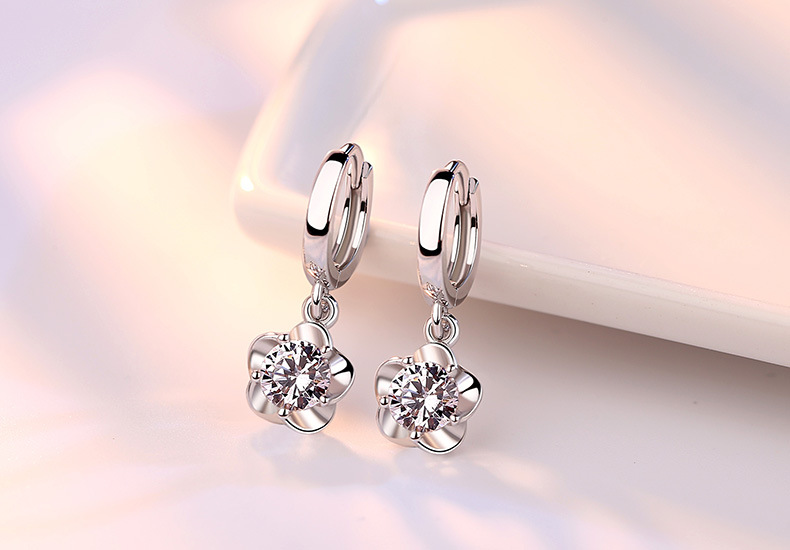 Wholesale Rose Flower Cubic Zirconia 925 Sterling Silver Female Stud Earrings Original Jewelry For Women Drop Shipping Gift Wholesale Rose Flower Cubic Zirconia 925 Sterling Silver Female Stud Earrings Original Jewelry For Women Drop Shipping Gift