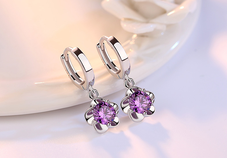 Wholesale Rose Flower Cubic Zirconia 925 Sterling Silver Female Stud Earrings Original Jewelry For Women Drop Shipping Gift Wholesale Rose Flower Cubic Zirconia 925 Sterling Silver Female Stud Earrings Original Jewelry For Women Drop Shipping Gift