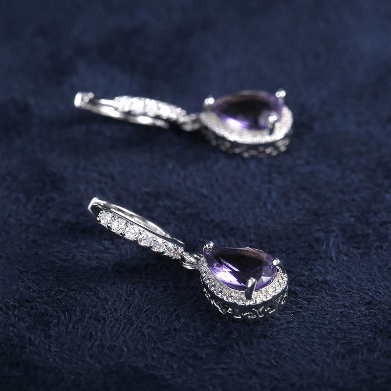 Cellacity Silver 925 Jewelry with Gemstones Water Drop Shaped Earrings for Women Amethyst Female Ear drops Anniversary Gifts Cellacity Silver 925 Jewelry with Gemstones Water Drop Shaped Earrings for Women Amethyst Female Ear drops Anniversary Gifts