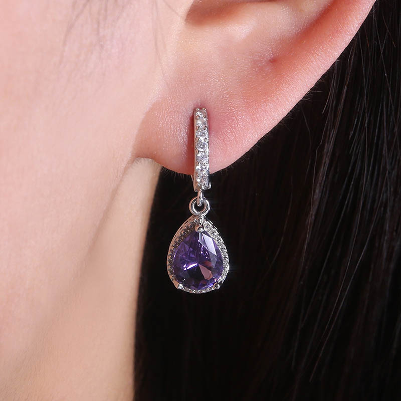 Cellacity Silver 925 Jewelry with Gemstones Water Drop Shaped Earrings for Women Amethyst Female Ear drops Anniversary Gifts Cellacity Silver 925 Jewelry with Gemstones Water Drop Shaped Earrings for Women Amethyst Female Ear drops Anniversary Gifts