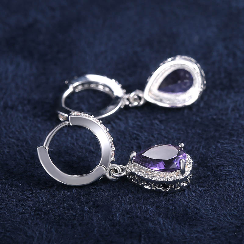 Cellacity Silver 925 Jewelry with Gemstones Water Drop Shaped Earrings for Women Amethyst Female Ear drops Anniversary Gifts Cellacity Silver 925 Jewelry with Gemstones Water Drop Shaped Earrings for Women Amethyst Female Ear drops Anniversary Gifts