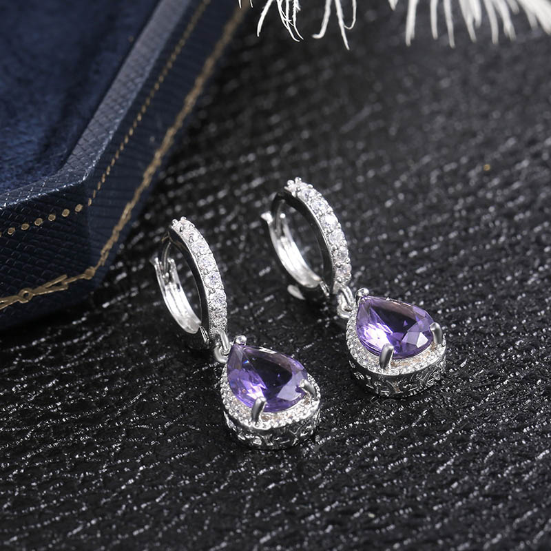 Cellacity Silver 925 Jewelry with Gemstones Water Drop Shaped Earrings for Women Amethyst Female Ear drops Anniversary Gifts Cellacity Silver 925 Jewelry with Gemstones Water Drop Shaped Earrings for Women Amethyst Female Ear drops Anniversary Gifts