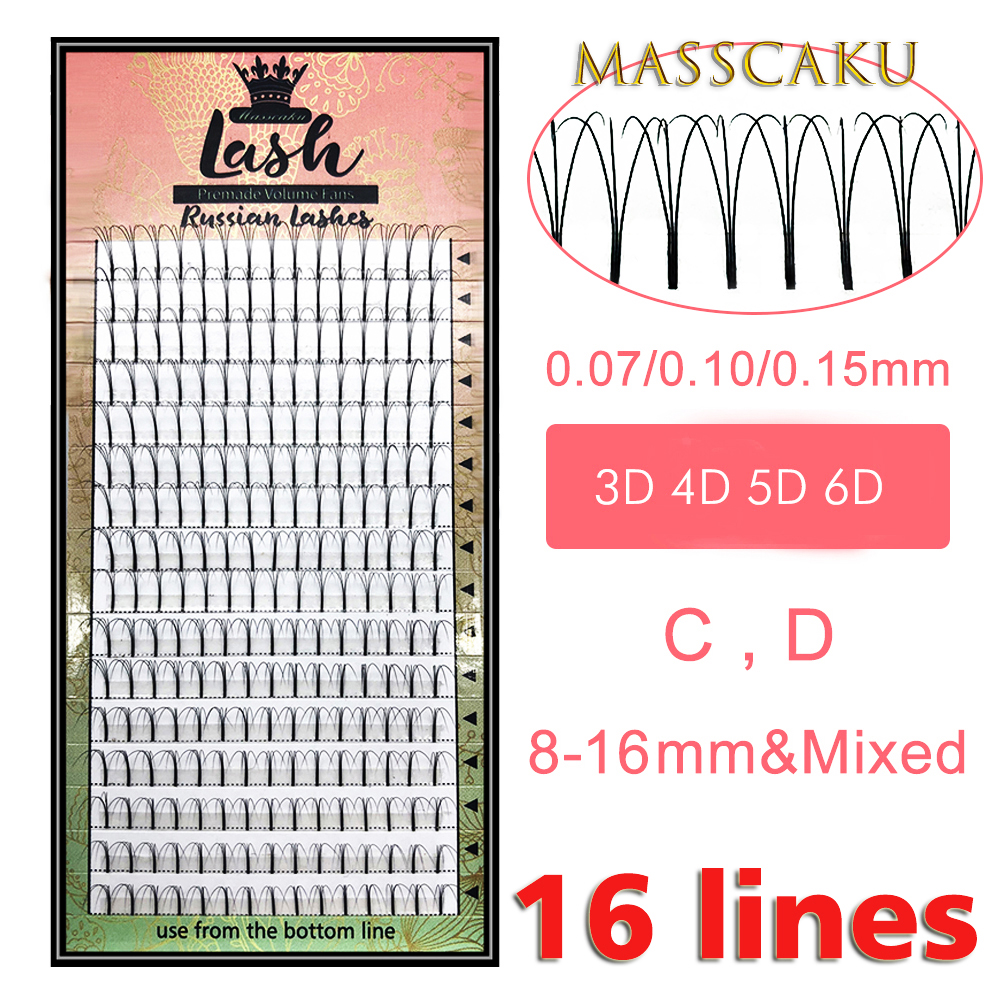 MAS Lashes 16 Lines Premade Volume Fans 3d/4d/5d/6d Lash Russian Volume Eyelash Extensions Pre made Lash Extension Faux Mink