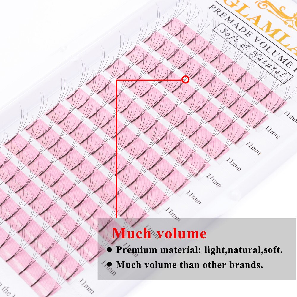 GLAMLASH 2D-6D premade volume fans Long Stem False Lashes Korea Silk Individual Eyelash Extension Handmade Natural Mink