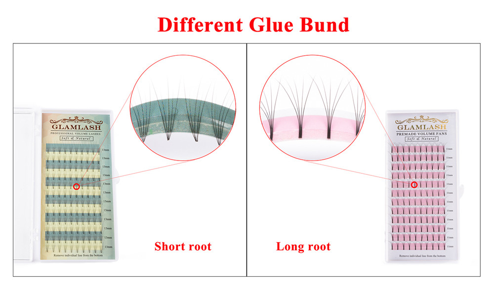 GLAMLASH 2D-6D premade volume fans Long Stem False Lashes Korea Silk Individual Eyelash Extension Handmade Natural Mink