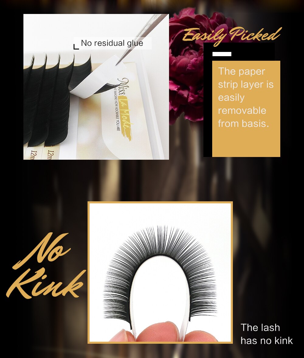 Misslamode all size mink eyelashes 16rows 8-15mm mix individual eyelashes russian volume eyelashes extension supplies