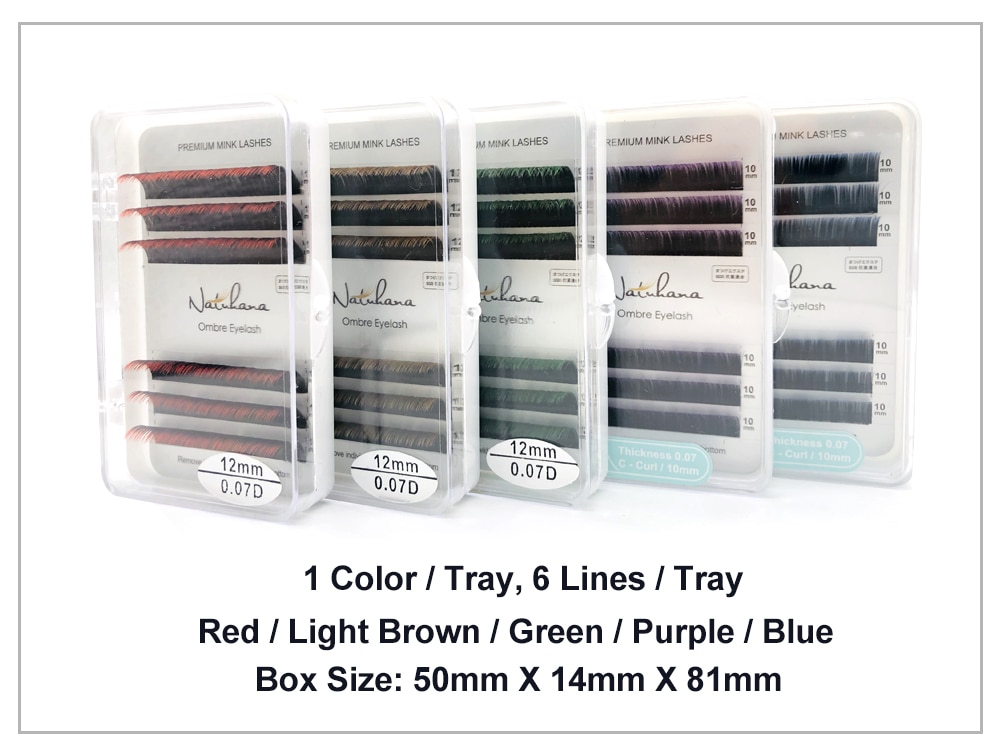 NATUHANA Free shipping 6Rows Ombre Blue Purple Color Eyelash Extension Individual Faux Mink False Eye Lashes Professional Salon NATUHANA Free shipping 6Rows Ombre Blue Purple Color Eyelash Extension Individual Faux Mink False Eye Lashes Professional Salon