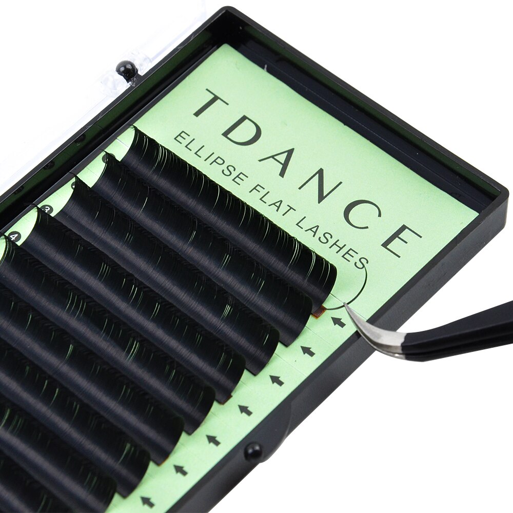 TDANCE Eyelash Extension Flat Ellipse Lashes Matte Faux Mink False Eyelashes Supplies Individual Split Tips
