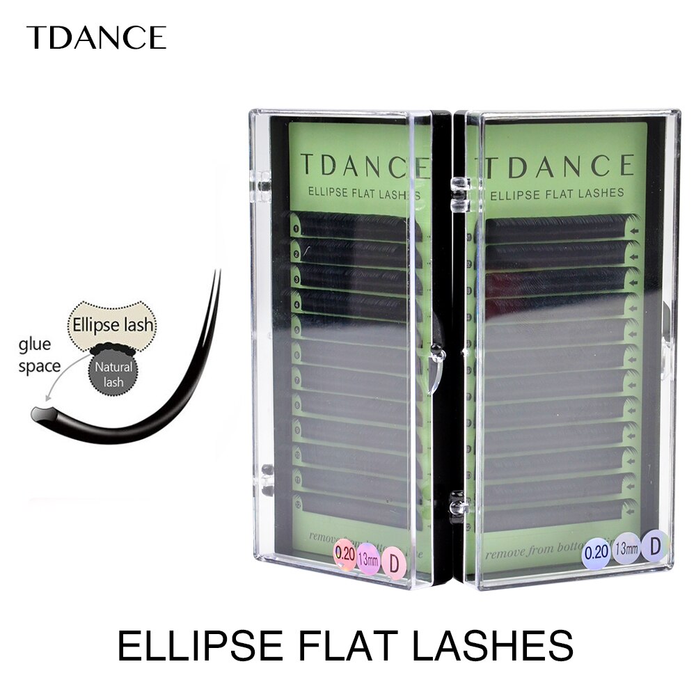 TDANCE Eyelash Extension Flat Ellipse Lashes Matte Faux Mink False Eyelashes Supplies Individual Split Tips