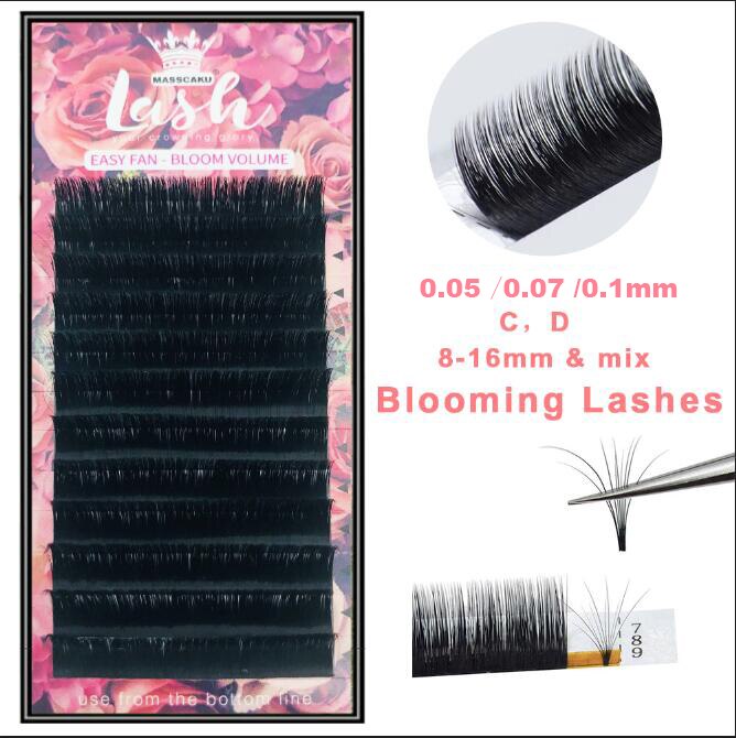 New arrived 0.05/0.07/0.10 C/D 1 pcs magic eyelash volume easy to make fan effect false eyelash and blooming faux mink lashes
