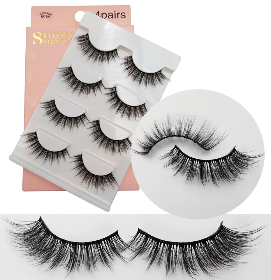 LANJINGLIN 4 pairs mink eyelashes false lashes mink 3d fake eyelash extension make up cilios natural long cruelty free lash