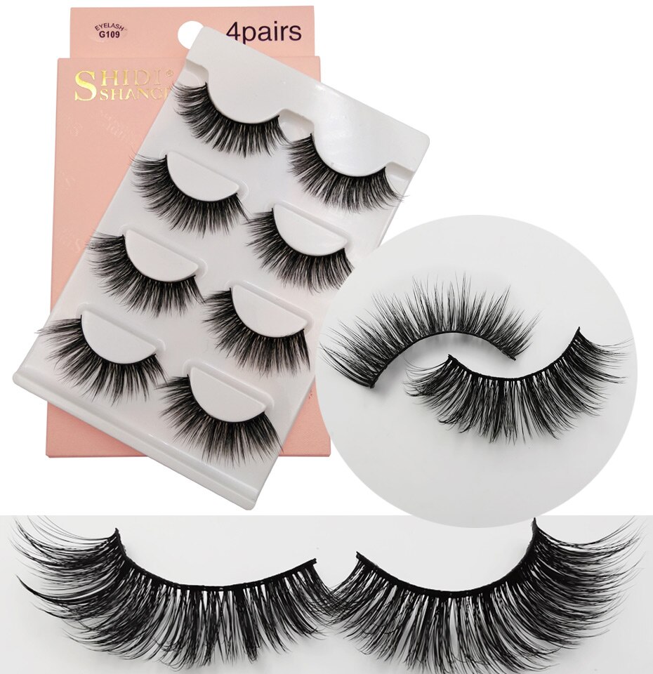 LANJINGLIN 4 pairs mink eyelashes false lashes mink 3d fake eyelash extension make up cilios natural long cruelty free lash