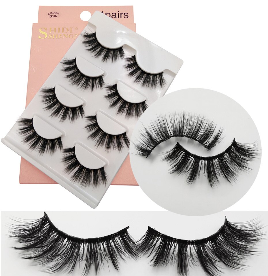 LANJINGLIN 4 pairs mink eyelashes false lashes mink 3d fake eyelash extension make up cilios natural long cruelty free lash