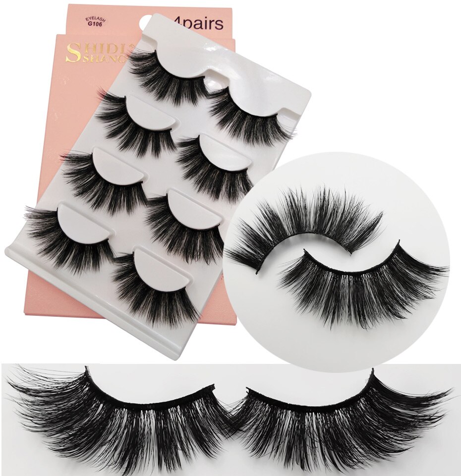 LANJINGLIN 4 pairs mink eyelashes false lashes mink 3d fake eyelash extension make up cilios natural long cruelty free lash
