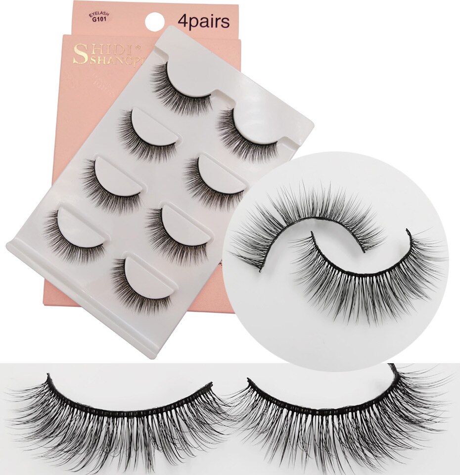 LANJINGLIN 4 pairs mink eyelashes false lashes mink 3d fake eyelash extension make up cilios natural long cruelty free lash