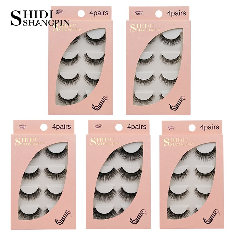 LANJINGLIN 4 pairs mink eyelashes false lashes mink 3d fake eyelash extension make up cilios natural long cruelty free lash