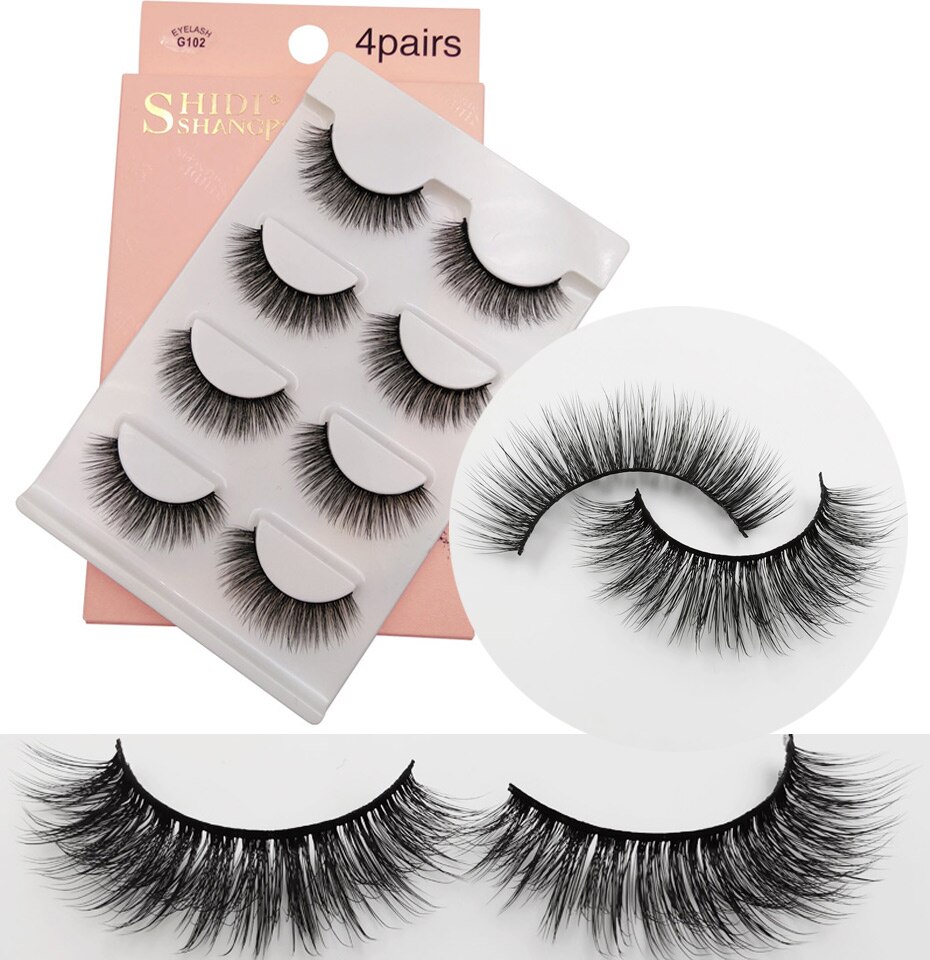 LANJINGLIN 4 pairs mink eyelashes false lashes mink 3d fake eyelash extension make up cilios natural long cruelty free lash