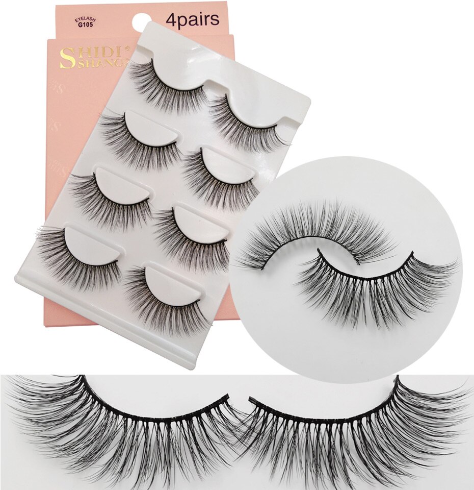 LANJINGLIN 4 pairs mink eyelashes false lashes mink 3d fake eyelash extension make up cilios natural long cruelty free lash