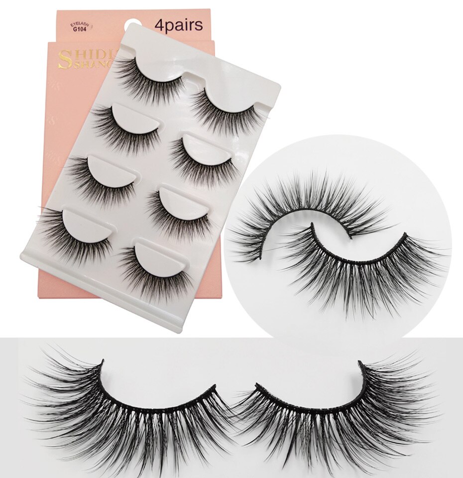 LANJINGLIN 4 pairs mink eyelashes false lashes mink 3d fake eyelash extension make up cilios natural long cruelty free lash