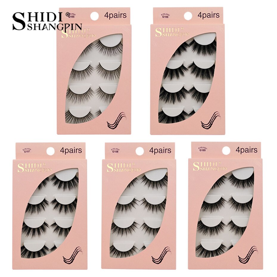 LANJINGLIN 4 pairs mink eyelashes false lashes mink 3d fake eyelash extension make up cilios natural long cruelty free lash