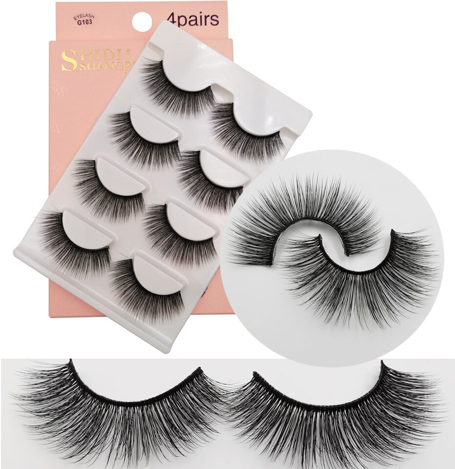 LANJINGLIN 4 pairs mink eyelashes false lashes mink 3d fake eyelash extension make up cilios natural long cruelty free lash