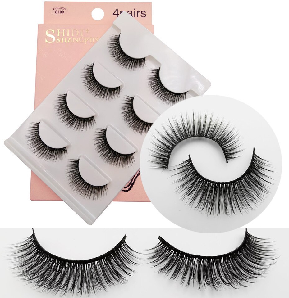 LANJINGLIN 4 pairs mink eyelashes false lashes mink 3d fake eyelash extension make up cilios natural long cruelty free lash