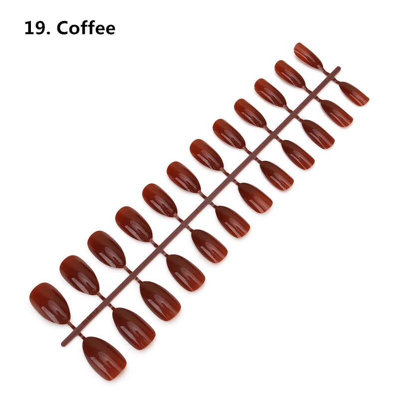 24pcs Detachable Oval Waterdrop Coffin Fake Nail Art Tip French Acrylic Full Cover Tips Set DIY Manicure Extension Tools