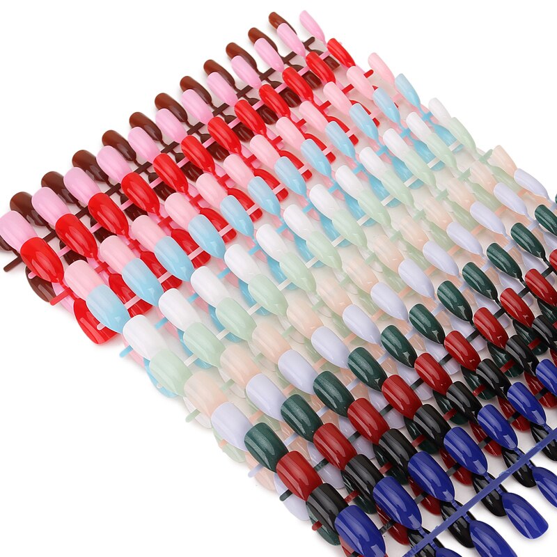 24pcs Detachable Oval Waterdrop Coffin Fake Nail Art Tip French Acrylic Full Cover Tips Set DIY Manicure Extension Tools