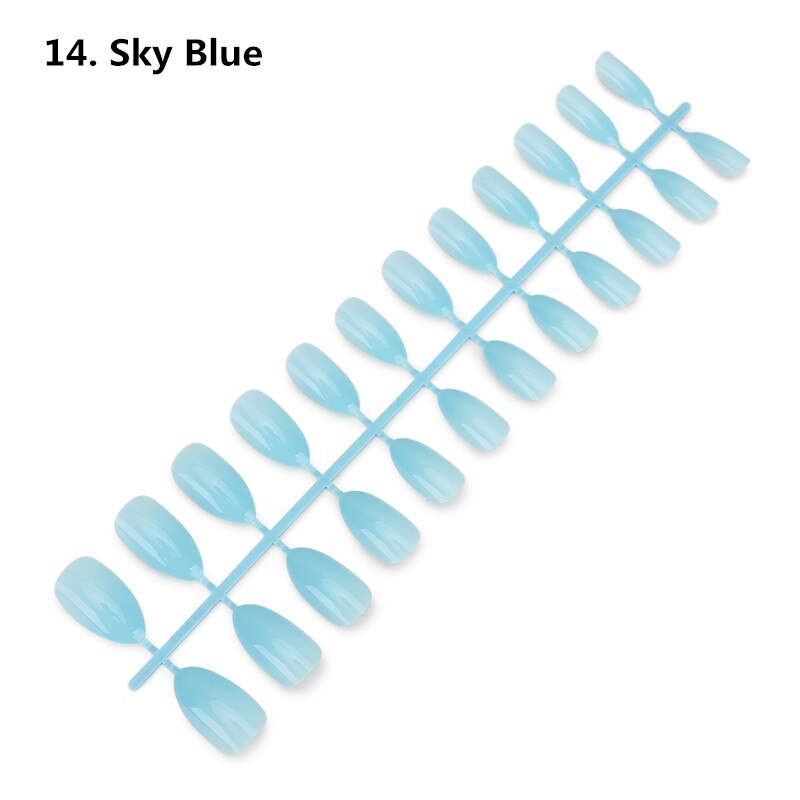 24pcs Detachable Oval Waterdrop Coffin Fake Nail Art Tip French Acrylic Full Cover Tips Set DIY Manicure Extension Tools