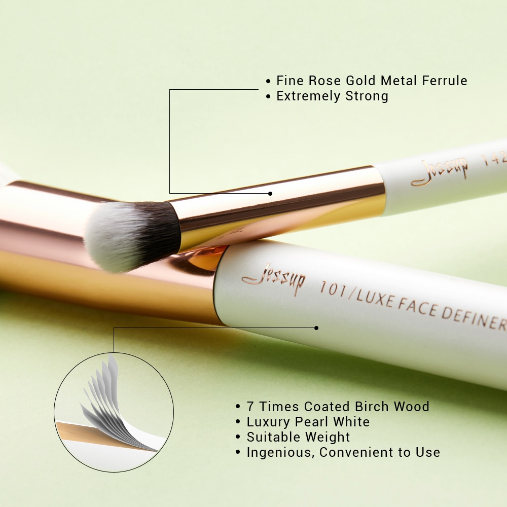 Jessup Makeup brushes set 6-25pcs Pearl White / Rose Gold Professional Make up brush Natural hair Foundation Powder Blushes Jessup Makeup brushes set 6-25pcs Pearl White / Rose Gold Professional Make up brush Natural hair Foundation Powder Blushes