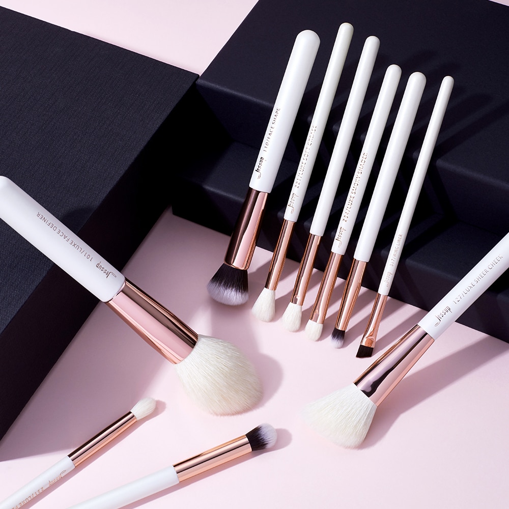 Jessup Makeup brushes set 6-25pcs Pearl White / Rose Gold Professional Make up brush Natural hair Foundation Powder Blushes Jessup Makeup brushes set 6-25pcs Pearl White / Rose Gold Professional Make up brush Natural hair Foundation Powder Blushes