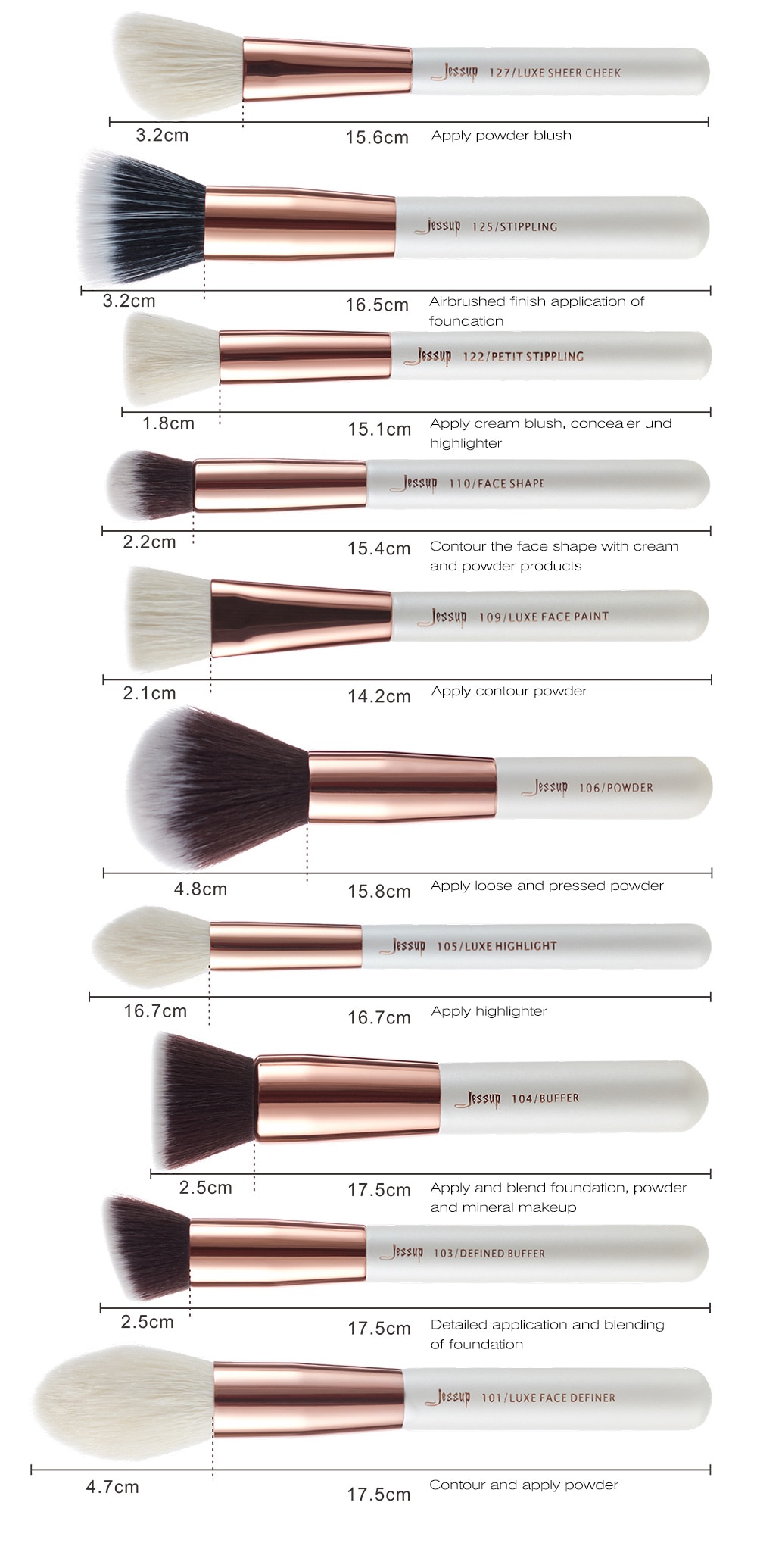 Jessup Makeup brushes set 6-25pcs Pearl White / Rose Gold Professional Make up brush Natural hair Foundation Powder Blushes Jessup Makeup brushes set 6-25pcs Pearl White / Rose Gold Professional Make up brush Natural hair Foundation Powder Blushes