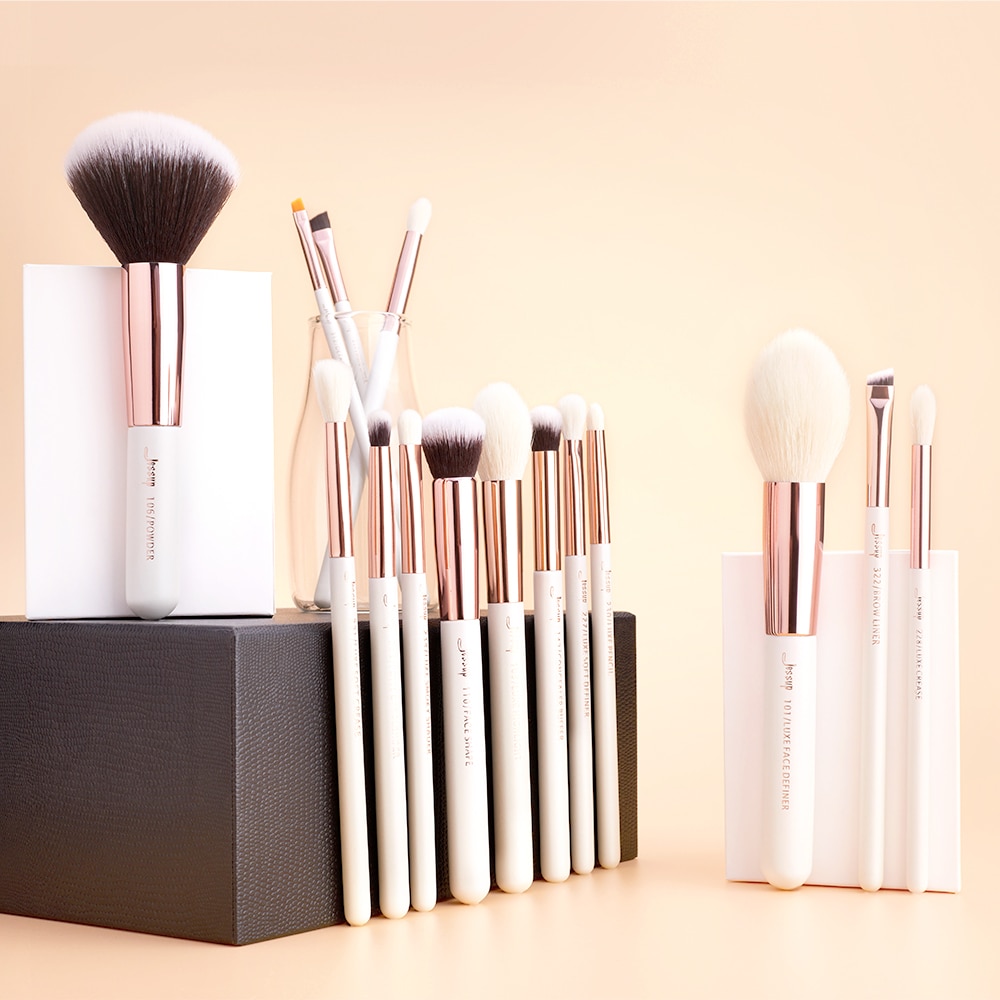 Jessup Makeup brushes set 6-25pcs Pearl White / Rose Gold Professional Make up brush Natural hair Foundation Powder Blushes Jessup Makeup brushes set 6-25pcs Pearl White / Rose Gold Professional Make up brush Natural hair Foundation Powder Blushes