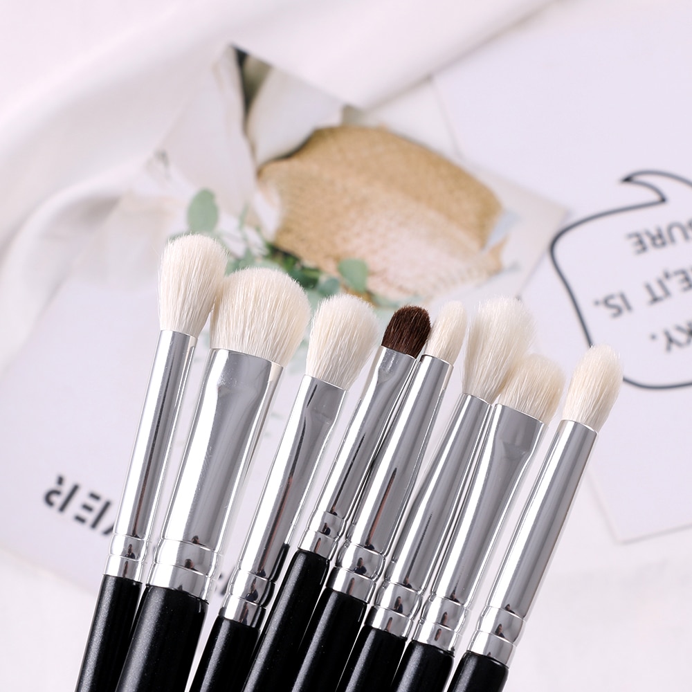 BEILI Black 15Pcs Makeup brushes Natural Goat Pony hair Eye shadow Blending Eyeliner Eyebrow Smokey shade brush set