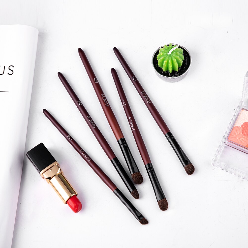 RANCAI Eyeshadow Brush 3/5PCS Makeup Brushes Blending Eyebrow Brush Nature Bristles Horse Hair Eye Shadow Brush Set