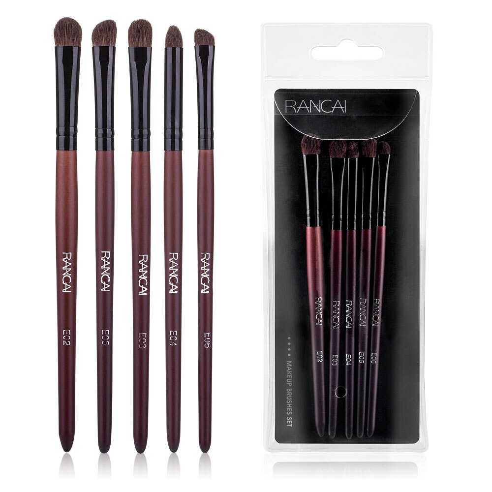 RANCAI Eyeshadow Brush 3/5PCS Makeup Brushes Blending Eyebrow Brush Nature Bristles Horse Hair Eye Shadow Brush Set