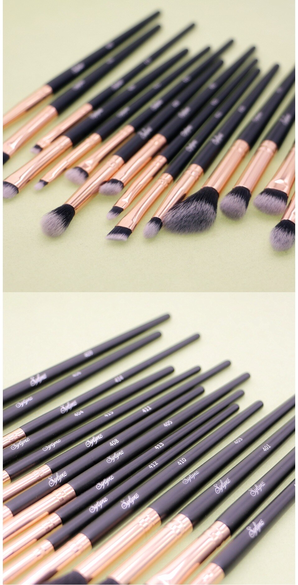 Sylyne 15pcs makeup brush set synthetic hair eye brow shadow liner make up brush kit tools eye professional makeup brushes