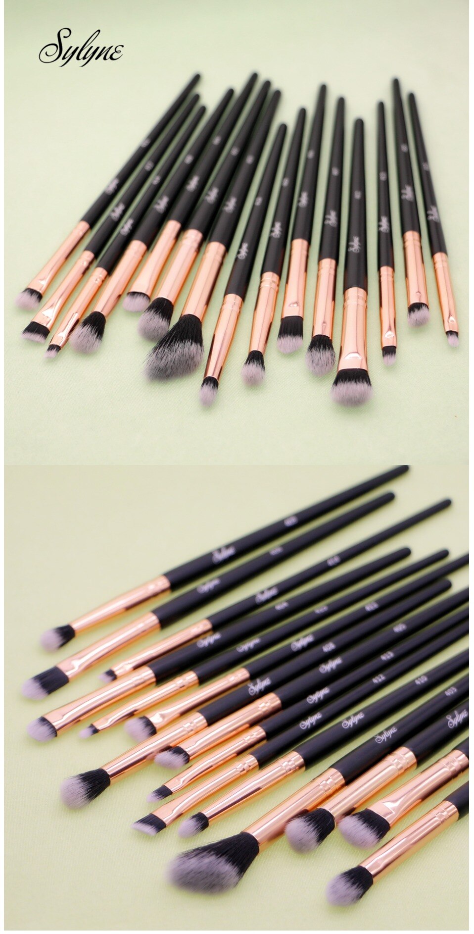 Sylyne 15pcs makeup brush set synthetic hair eye brow shadow liner make up brush kit tools eye professional makeup brushes