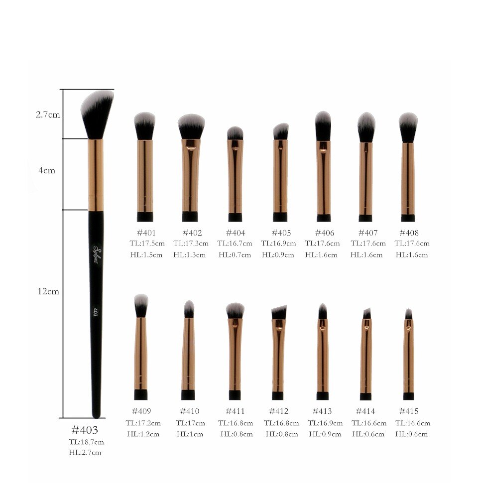 Sylyne 15pcs makeup brush set synthetic hair eye brow shadow liner make up brush kit tools eye professional makeup brushes