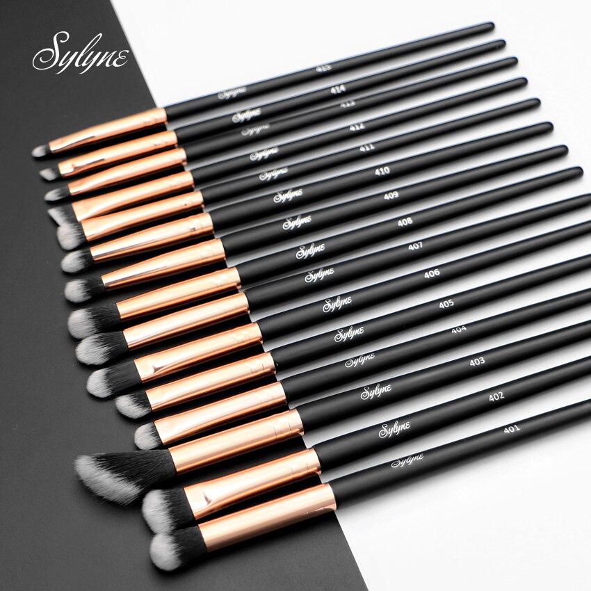 Sylyne 15pcs makeup brush set synthetic hair eye brow shadow liner make up brush kit tools eye professional makeup brushes