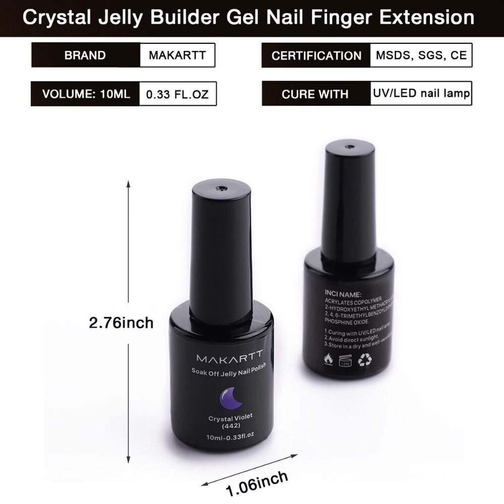 Makartt Gel Polish Crystal Rainbow Jelly Gel Nail Kit 6PCS Shiny Resistant Soak Off UV LED Curing Gels Lacquer Color Gel