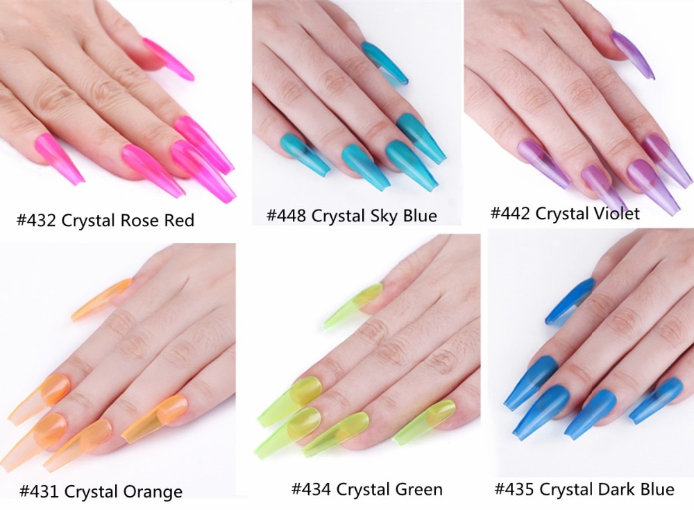 Makartt Gel Polish Crystal Rainbow Jelly Gel Nail Kit 6PCS Shiny Resistant Soak Off UV LED Curing Gels Lacquer Color Gel