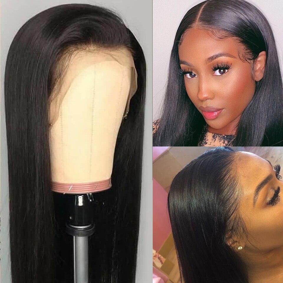 Black Pearl Brazilian Wig 13*4 Straight Lace Front Human Hair Wigs 30 Inch Human Hair Wigs For Women Pre Plucked 150% Density