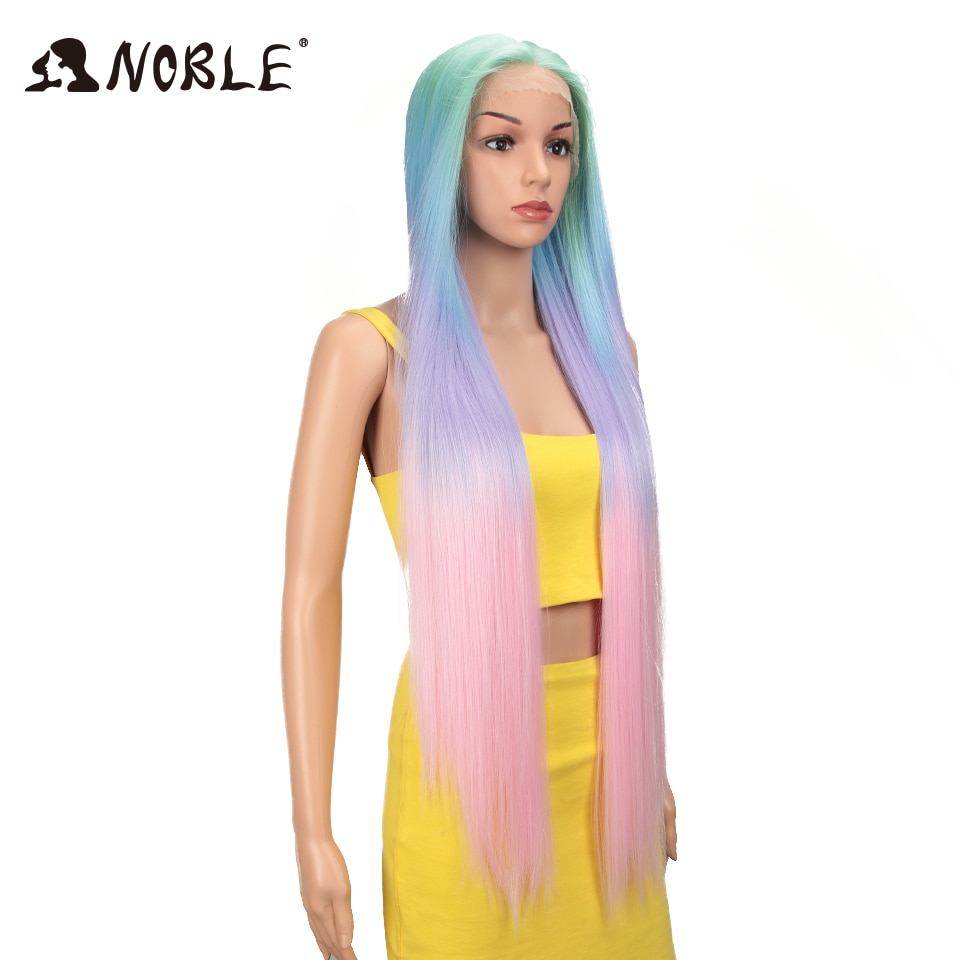 Noble Cosplay Wigs For Black Women Straight Synthetic Lace Front Hair 38 Inch Ombre Lace Front Wig Cosplay Blonde Lace Front Wig