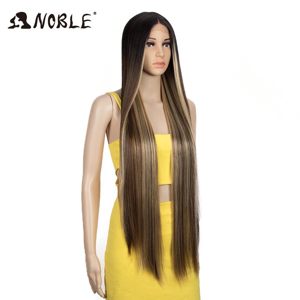Noble Cosplay Wigs For Black Women Straight Synthetic Lace Front Hair 38 Inch Ombre Lace Front Wig Cosplay Blonde Lace Front Wig