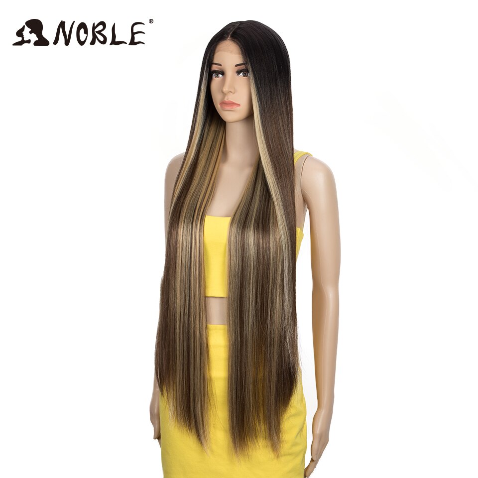Noble Cosplay Wigs For Black Women Straight Synthetic Lace Front Hair 38 Inch Ombre Lace Front Wig Cosplay Blonde Lace Front Wig