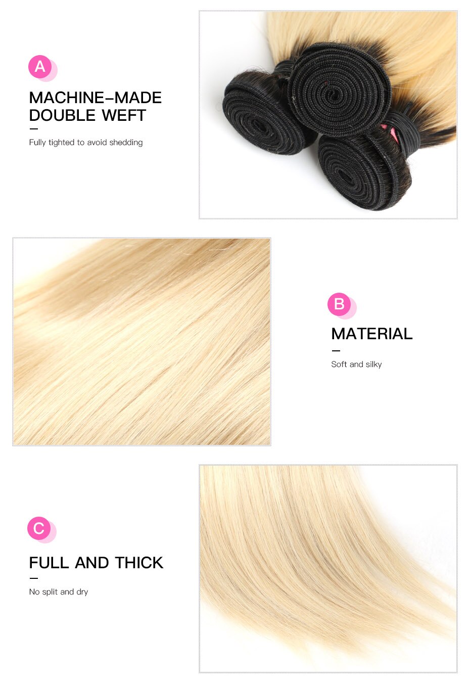 Facebeauty 1B/613 Honey Blonde Brazilian Straight Remy Human Hair 3 Bundles with Lace Closure,Blonde Ombre Bundles with Closure