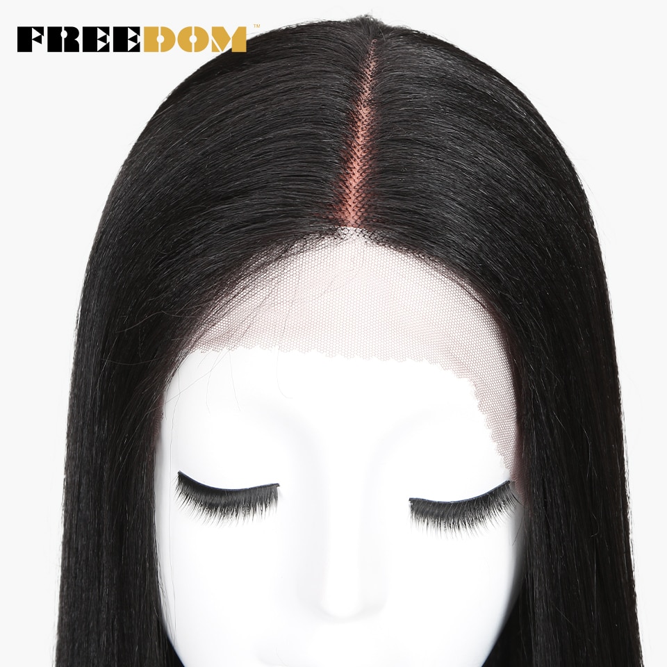 FREEDOM Synthetic Lace Front Wig For Black Women Supper Long 38Inch Ombre Blond 3 Color Natural Straight Hair Wigs Cosplay Wigs