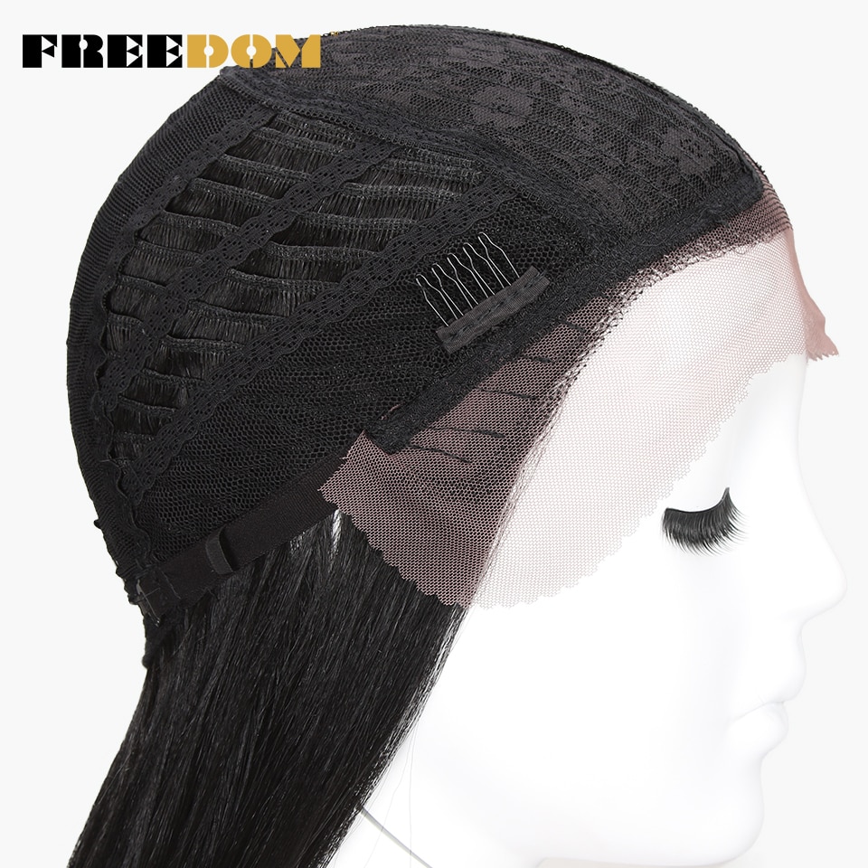 FREEDOM Synthetic Lace Front Wig For Black Women Supper Long 38Inch Ombre Blond 3 Color Natural Straight Hair Wigs Cosplay Wigs